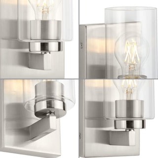 Goodwin 1-Lt Brushed Nickel Modern Vanity Light With Clear Glass