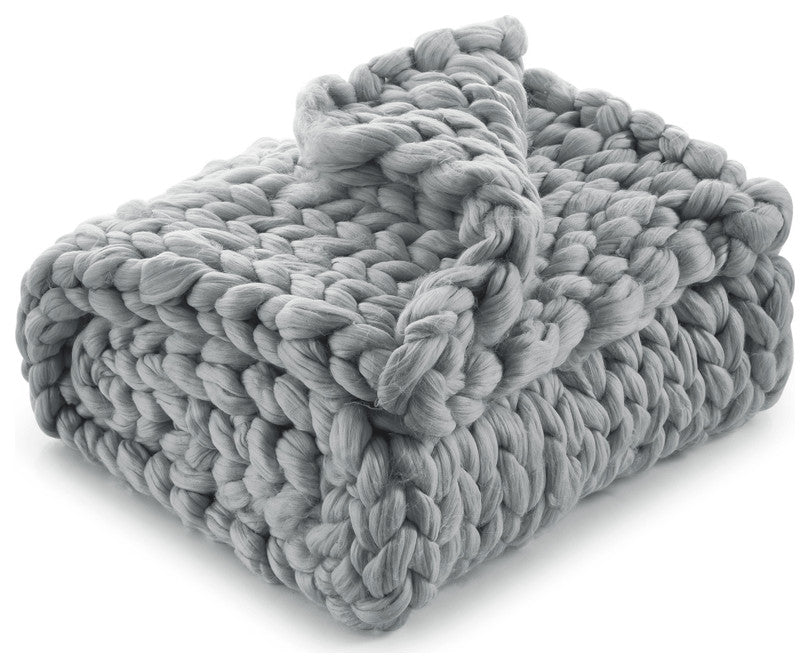 40" X 60" Light Gray Cozy Knit Polyester Throw Blanket