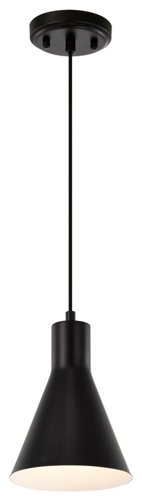 1-Light Matte Black Metal Cone Hanging Kitchen Pendant Light