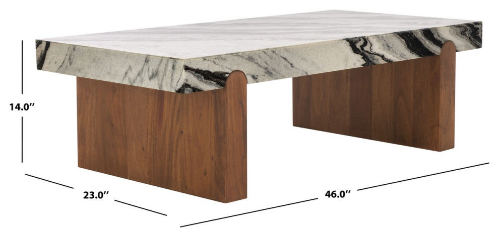 Safavieh Couture Ellebeth Marble Top Coffee Table, Hazel/Walnut