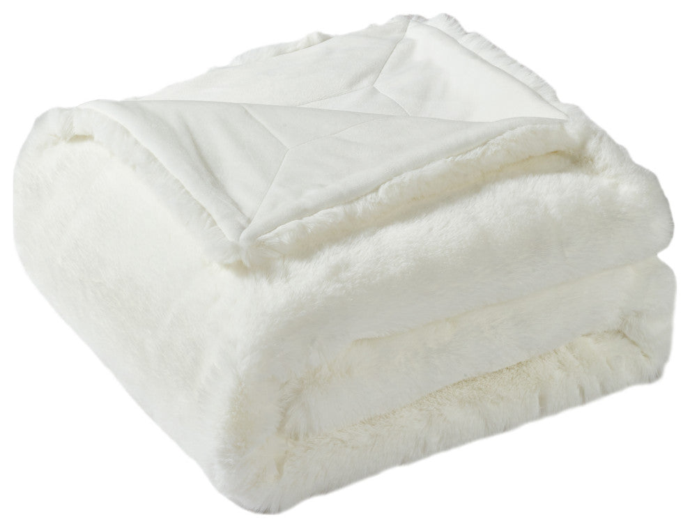 Heavy Faux Fur Throw, Bright White, 50"x60"