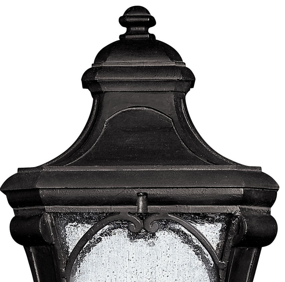 Trafalgar Outdoor Post/Pier Mount, Museum Black With Clear Seedy Glass