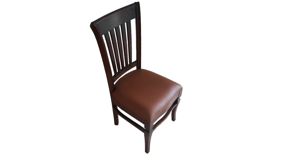 Hand Carved Teak Wood Leather Dining Chair, Set of 6