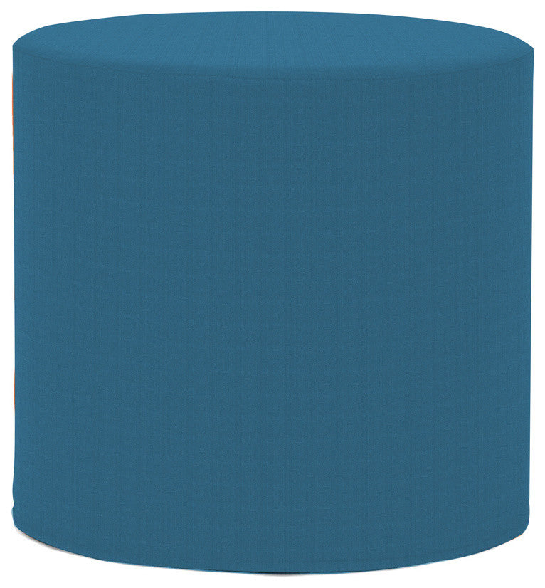 No Tip Cylinder Ottoman with Cover, Seascape Turquoise