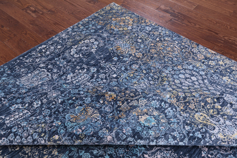 7' 9" X 10' 1" Modern Hand-Knotted Wool and Silk Rug Q11811