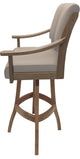 Leather Swivel Wood Bar Stool Casa on S-Base, Tan Leather on Cashew, 34"