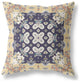 20" Yellow Navy Rose Box Indoor Outdoor Zippered Throw Pillow