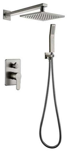 FontanaShowers Single Handle Thermostatic Valve Brushed Nickel Wall Mount Shower