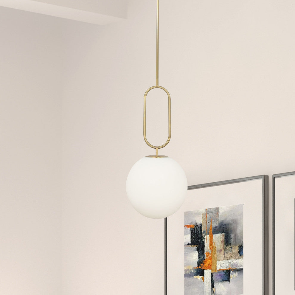 Simone Contemporary 1 Light Aged Brass White Metal Pendant
