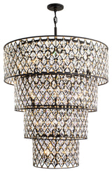 Windsor 21-Lt 4-Tier Crystal Chandelier - Carbon/Havana Gold