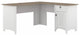Farmhouse L-Shaped Desk, Single Door Cabinet & Drawer, Shiplap Gray/Pure White