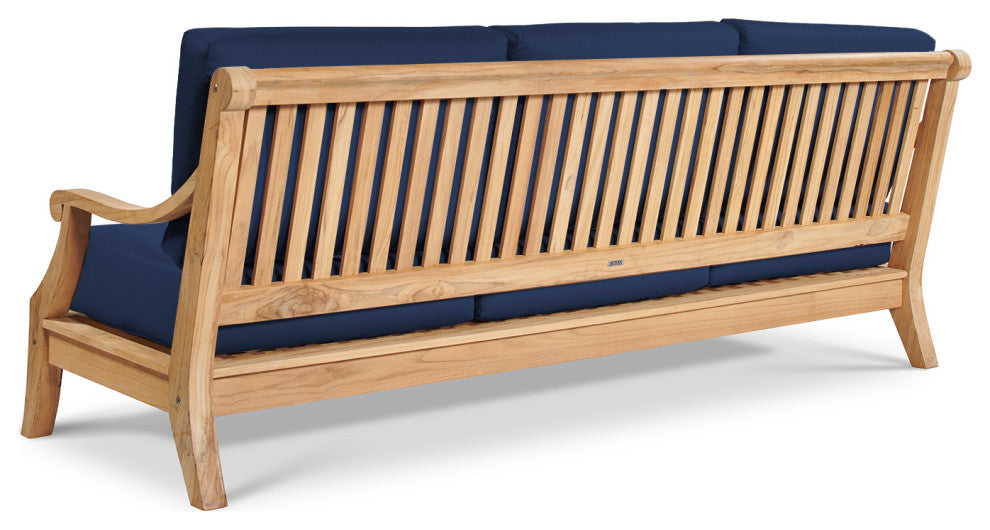 Sonoma 4-Piece Teak Outdoor Patio Deep Seating Set with Sunbrella Navy Cushions