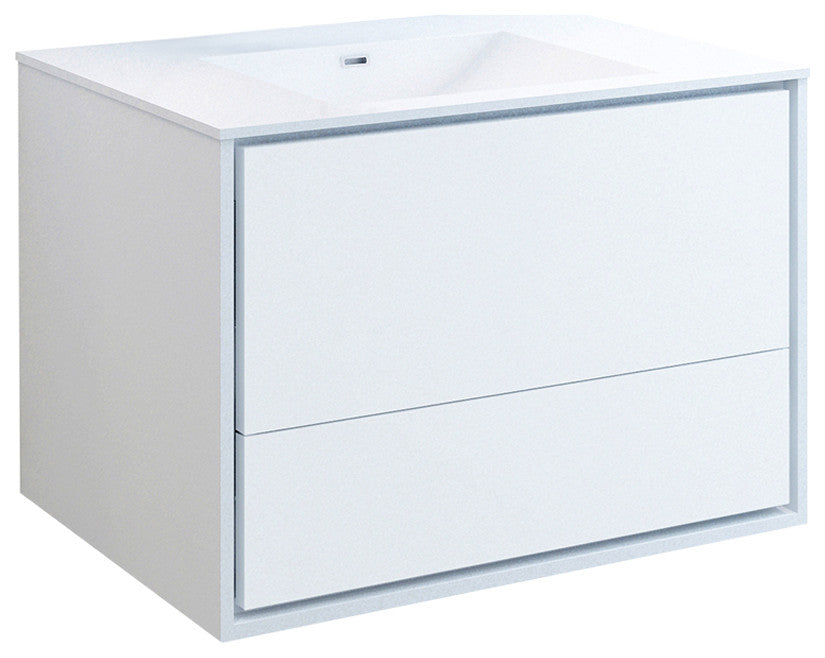 Fresca Catania 36" Gloss White Wall Hung Cabinet With Integrated Sink
