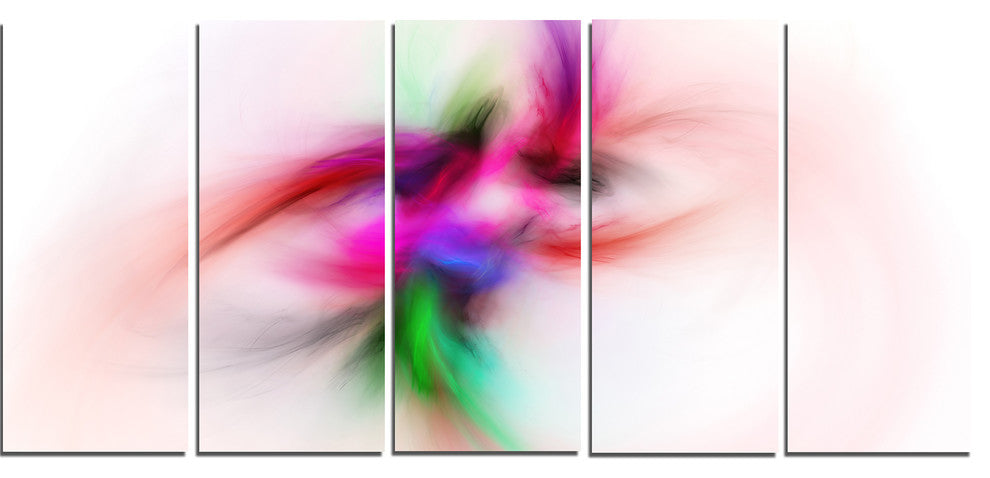 Colorful Electromagnetic Field, Abstract Wall Art Canvas, 60"x28", 5 Panels