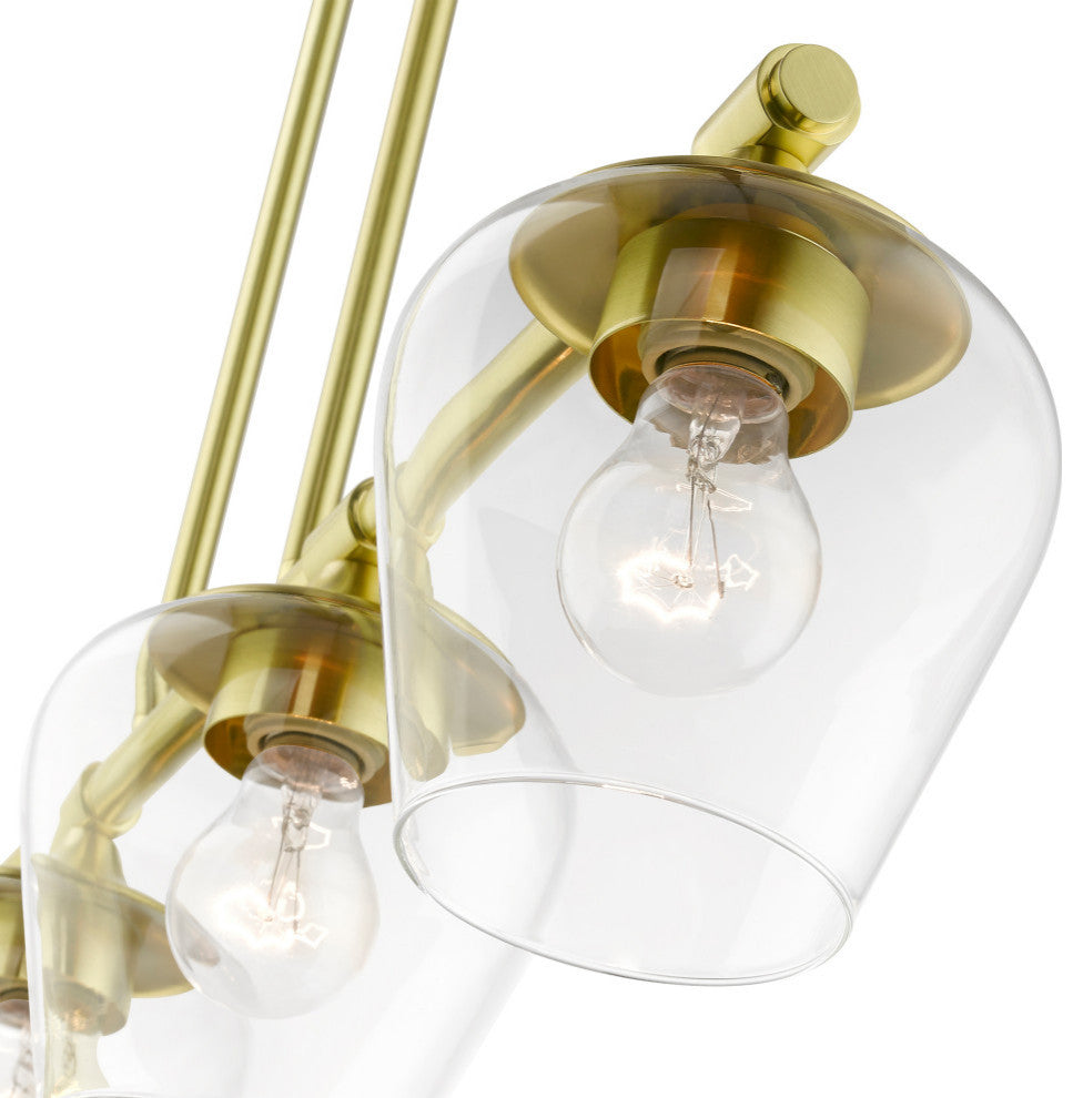 Willow 4 Light Satin Brass Linear Chandelier