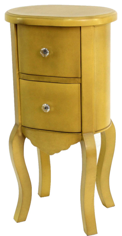 29" X 15" X 12" Yellow 2 Drawer Funny Doll-Like Wooden End Table