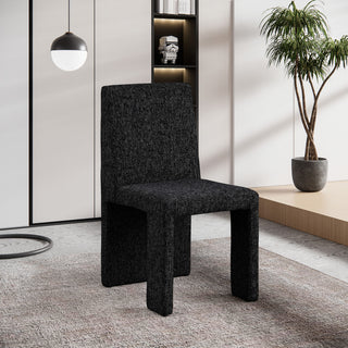 Benson Upholstered Dining Chair, Black, Linen Texured Fabric