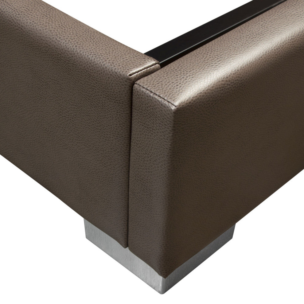 Bardot Channel Tufted Queen Bed in Elephant Grey Leatherette
