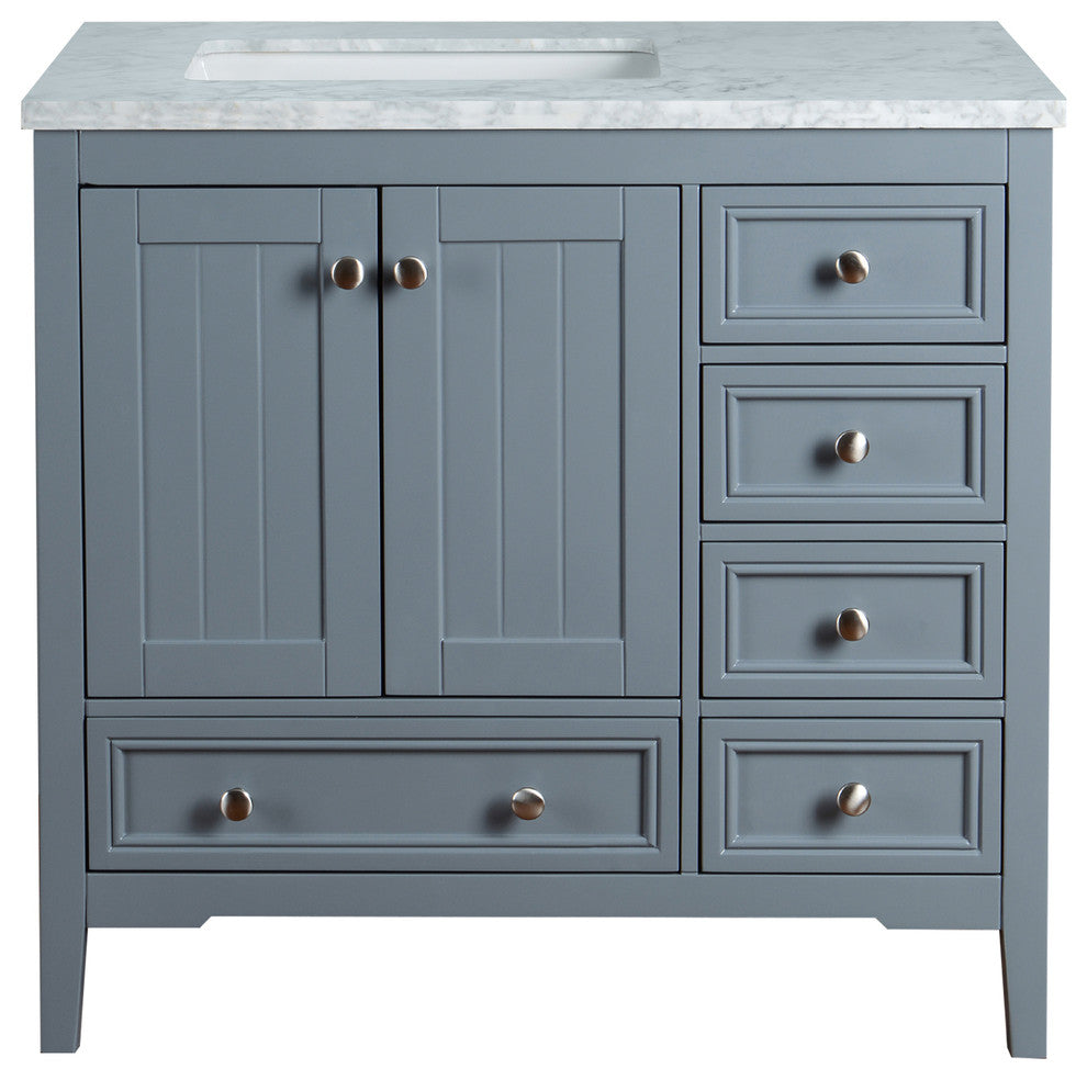 New Yorker 36" Gray Single Sink Bathroom Vanity