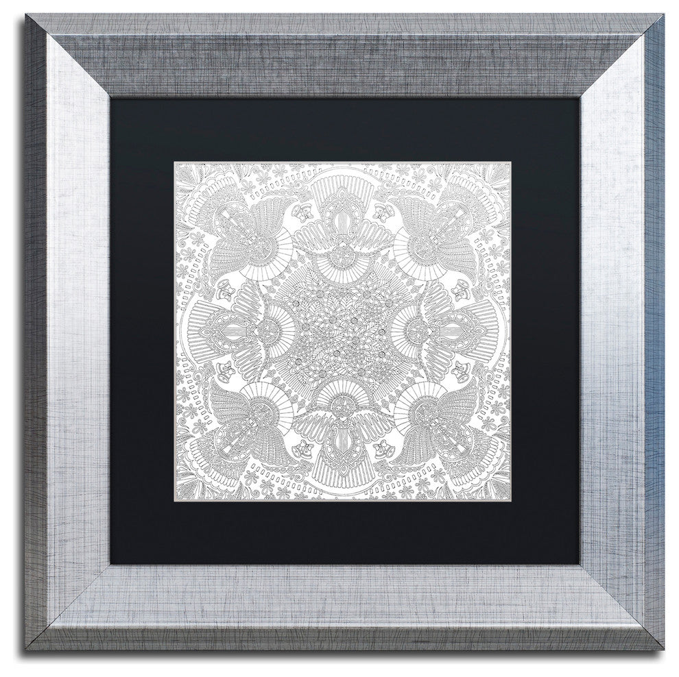 Hello Angel ''Christmas Angels'' Art, Silver Frame, Black Mat, 11x11