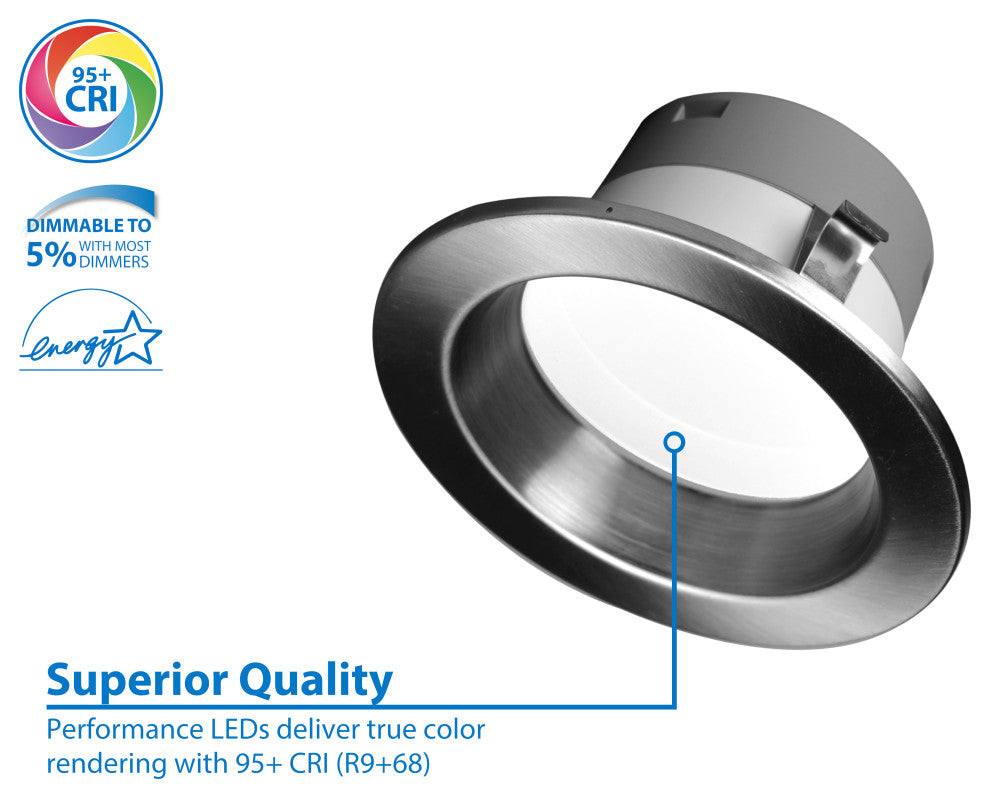 DLR(v6) Recessed LED Downlight, Nickel, Selectable Cct, 1 Pack