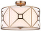 Woodbridge Lighting Regan 17" 3-Light Steel & Fabric Semi-Flush in Vintage Brass