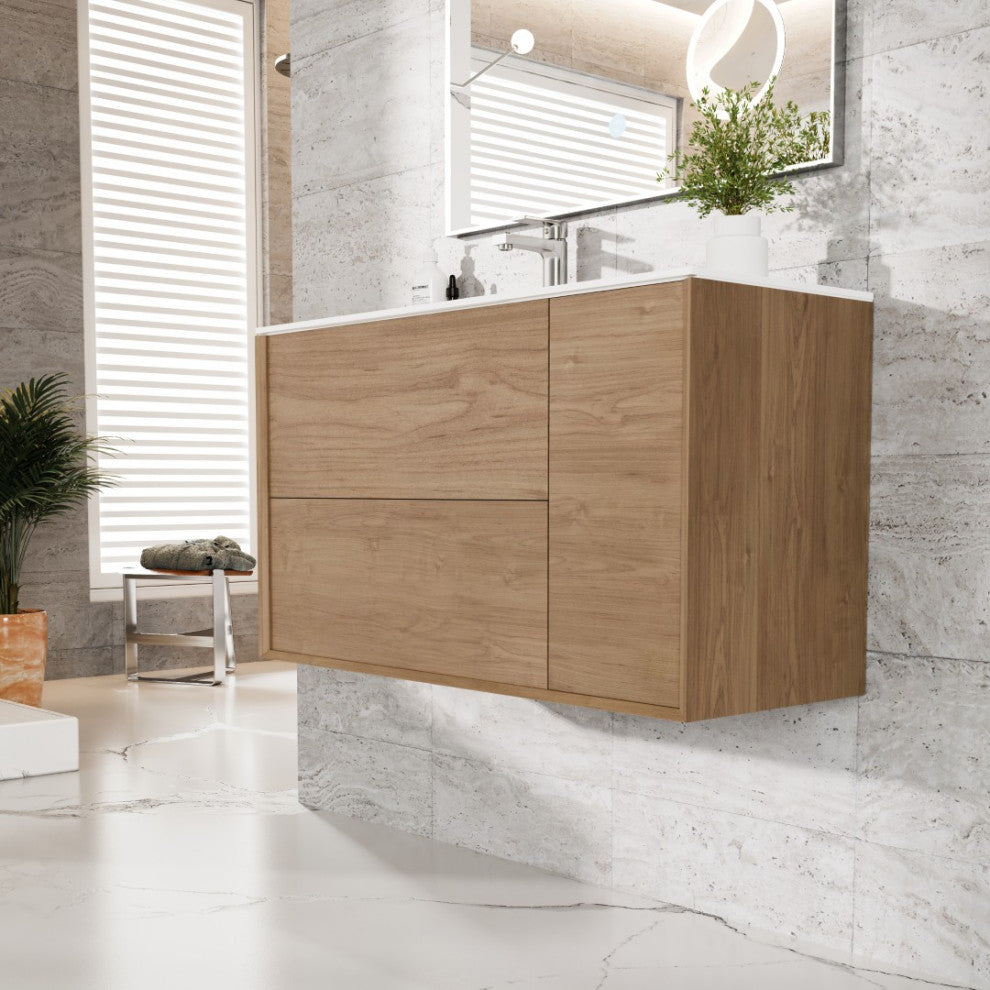 Eviva Prancer 36" Oak Wall Mount Bathroom Vanity