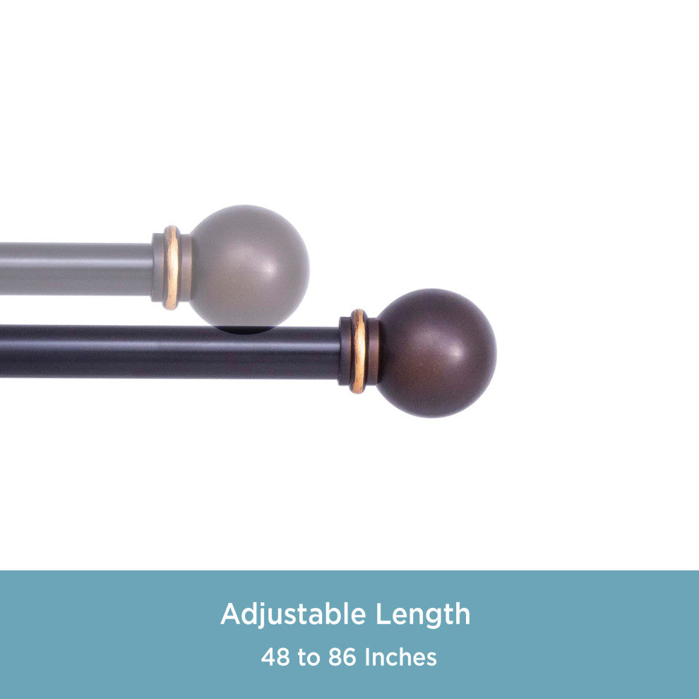 Kenney Chelsea 5/8 Decorative Curtain Rod & Holdback Set, Oil Rubbed Bronze, 48-