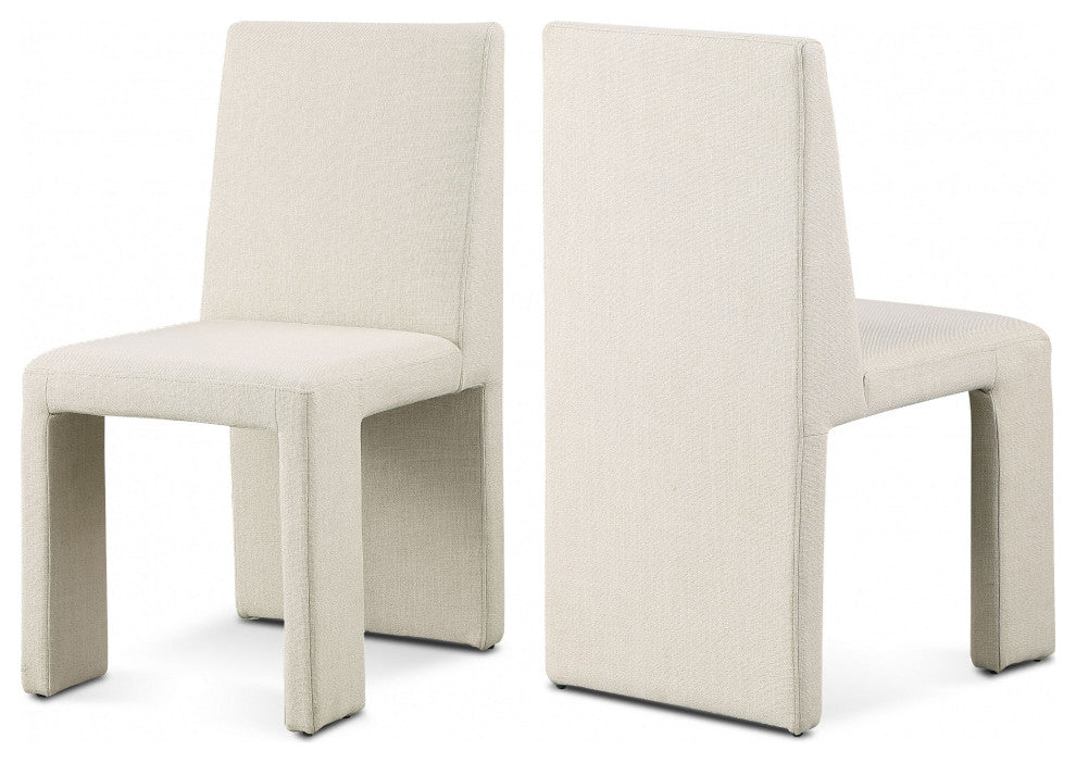 Benson Upholstered Dining Chair, Beige, Linen Texured Fabric