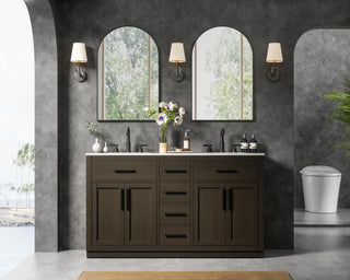 Home Living 60" Double Bathroom Vanity, Mocha Brown