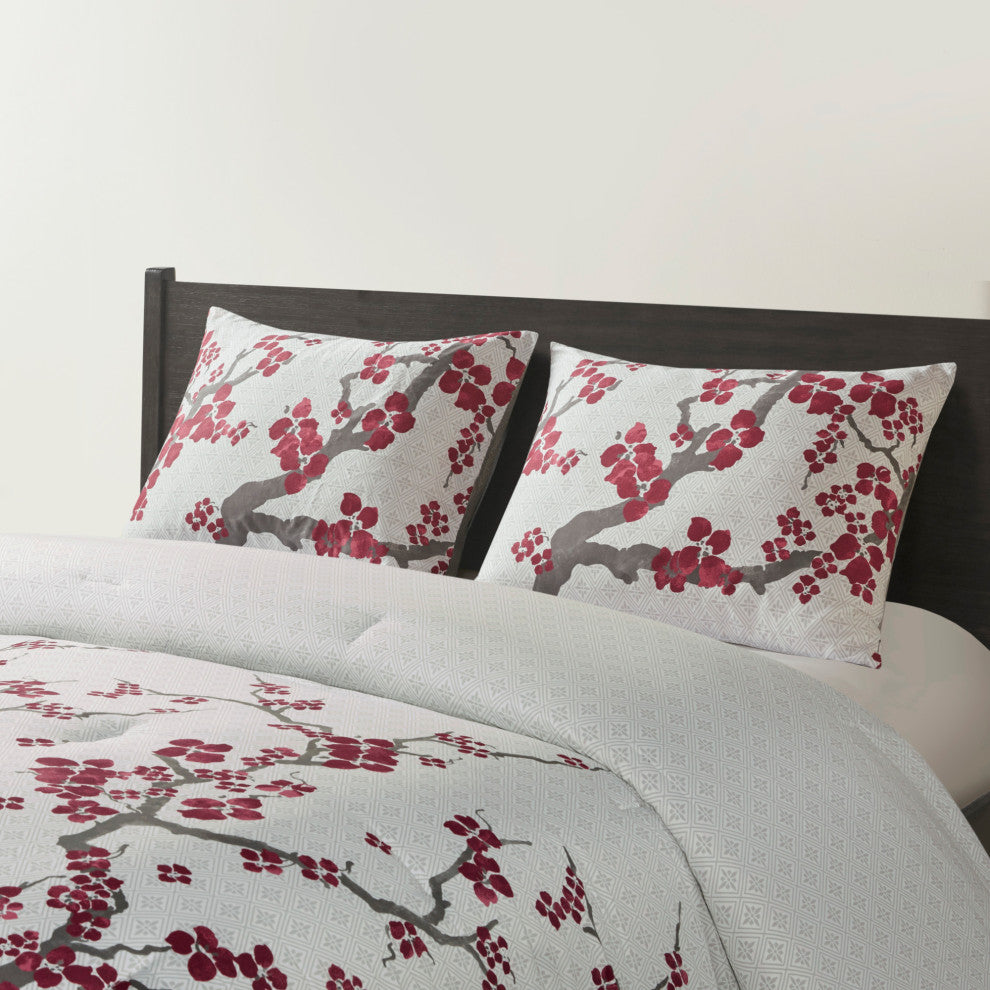 N Natori Sateen Printed Comforter Set, Queen
