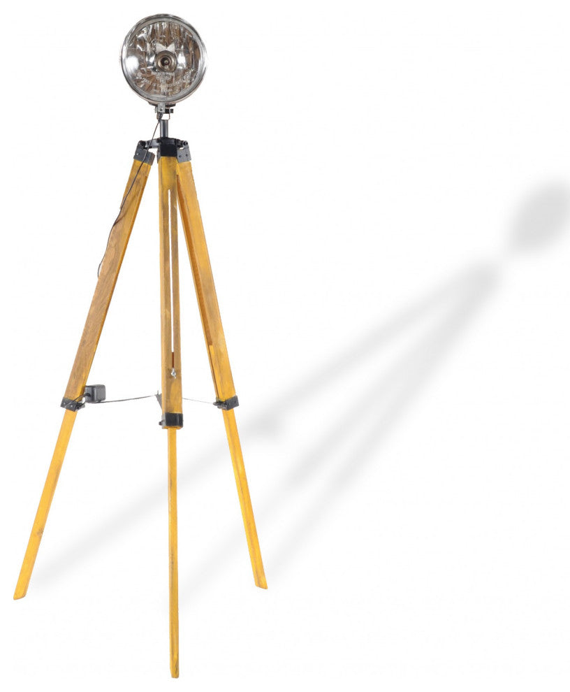 35" Distressed Tripod Floor Lamp With Cone