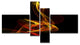 Red Yellow Twisted Waves Fractal, Abstract Canvas Wall Art, 60"x32", 4 panels