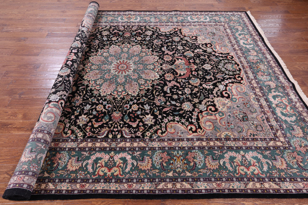 Persian Tabriz Handmade Wool & Silk Rug 8' 9" X 11' 8" - Q13748