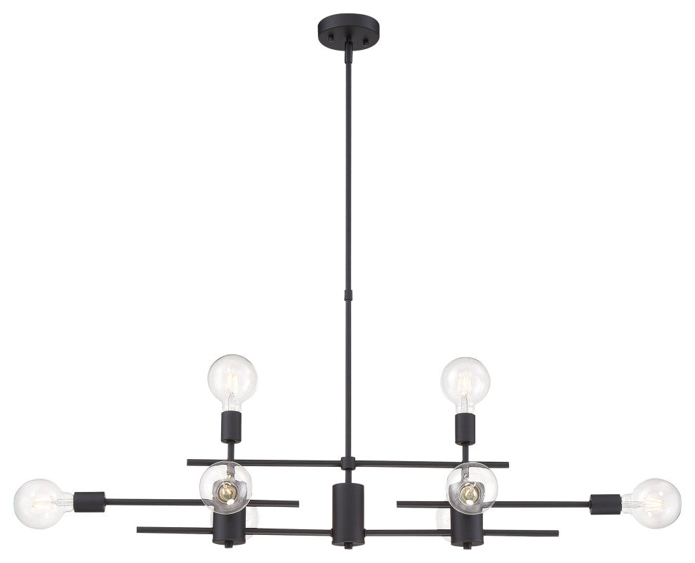 Delphi- 8 Light Island Pendant - Black Finish
