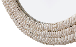 Home Living Oval Cornhusk Mirror 30x36, Linen White