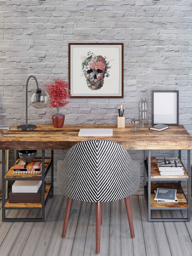 "Floral Skull II" Framed Painting Print, 32"x32"