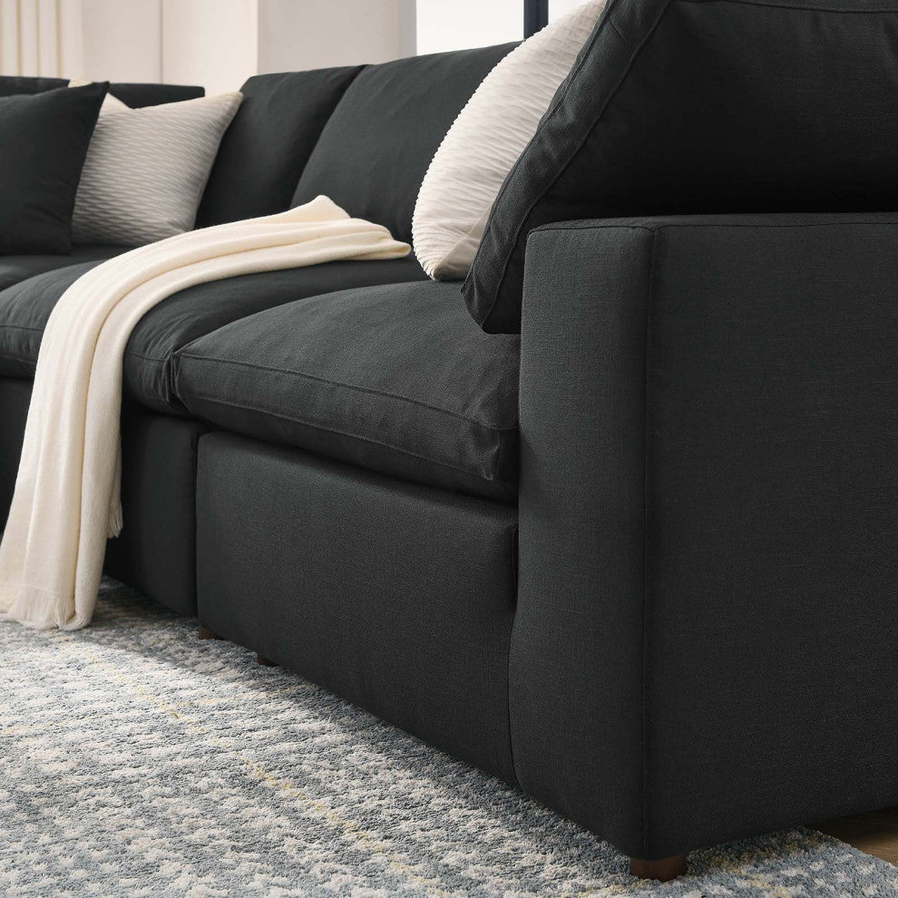Modular Sectional Deep Sofa Set, Black, Fabric, Modern, Lounge Cafe Hospitality