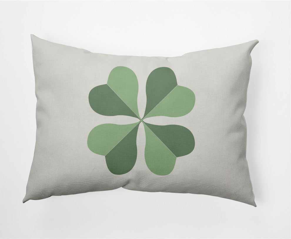 Lucky Clover St. Patrick's Day Indoor/Outdoor Pillow, Laurel Tree Green, 14x20"