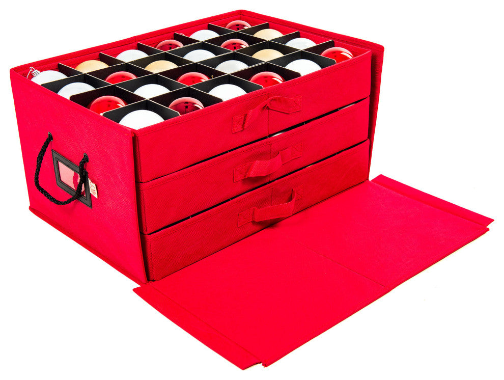72" 3" Christmas Ornament Storage Box With Drawers