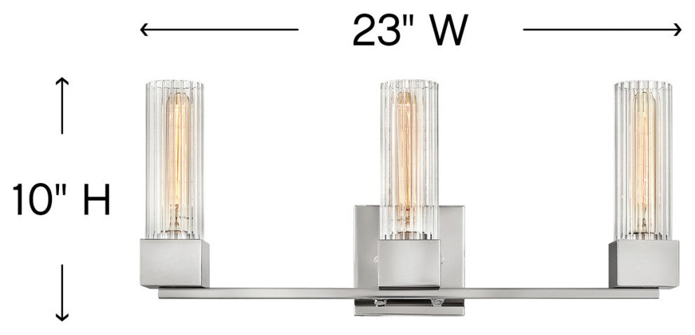 Hinkley Xander Medium Three Light Vanity, Polished Nickel