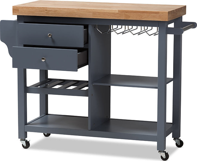 Sunderland Coastal, Farmhouse Gray Wood Kitchen Cart