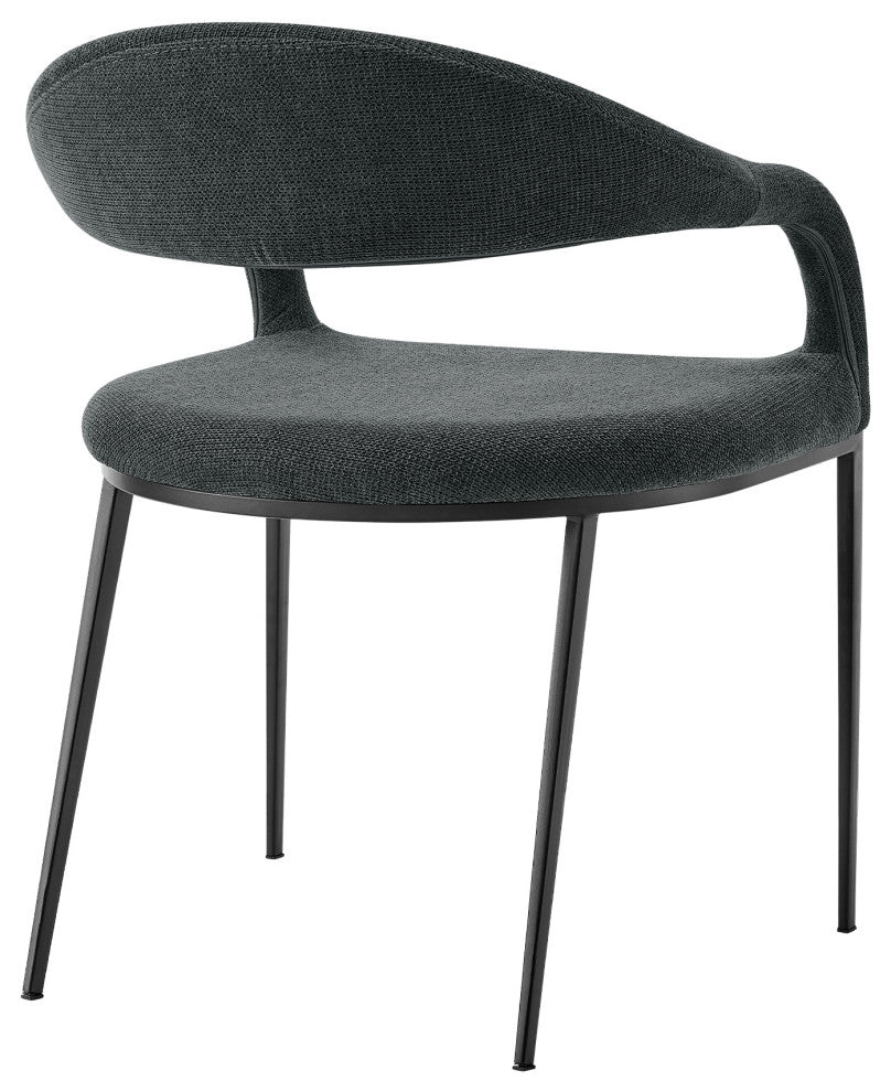 Morgan Matte Black and Charcoal Upholstered Dining Chairs, Set of 2