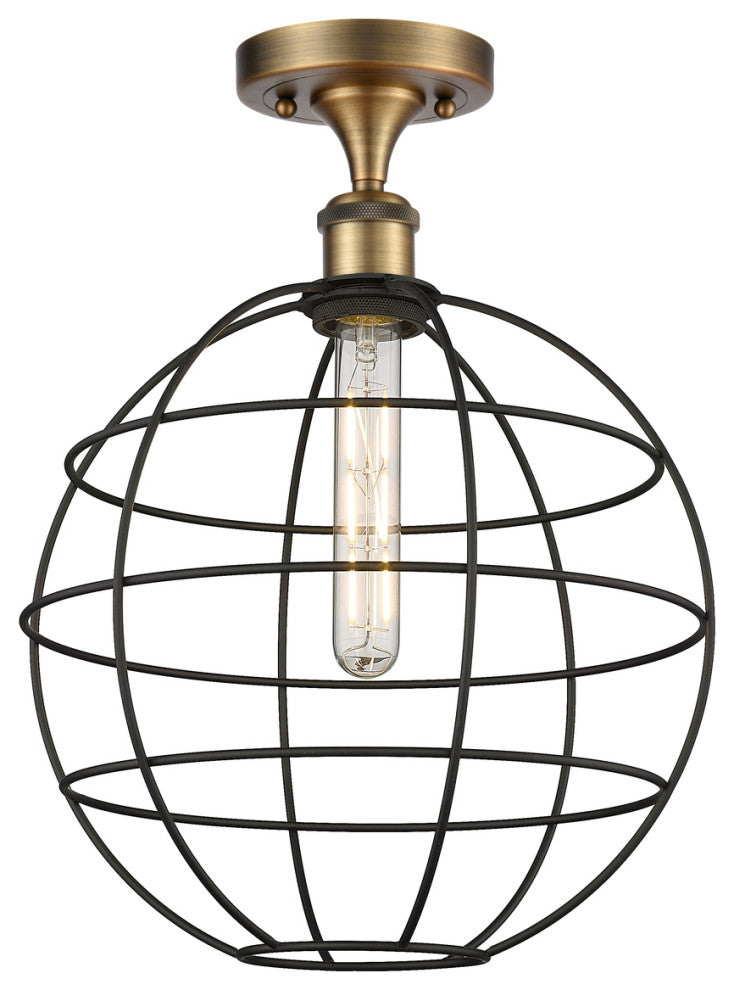 Lake Placid 1 12" Semi-Flush Mount Brushed Brass