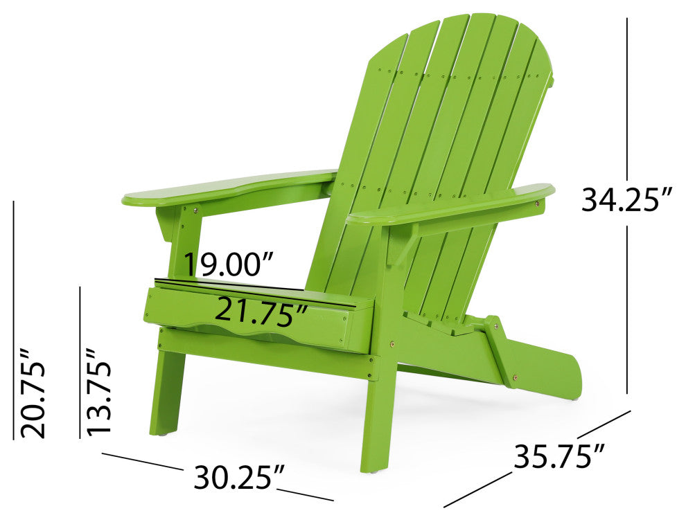 Cartagena Outdoor Acacia Wood Folding Adirondack Chair, Set of 4, Light Green