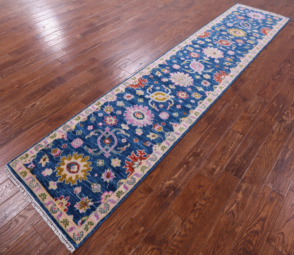 2' 6" X 12' 0" Runner Turkish Oushak Hand Knotted Wool Rug - Q15905