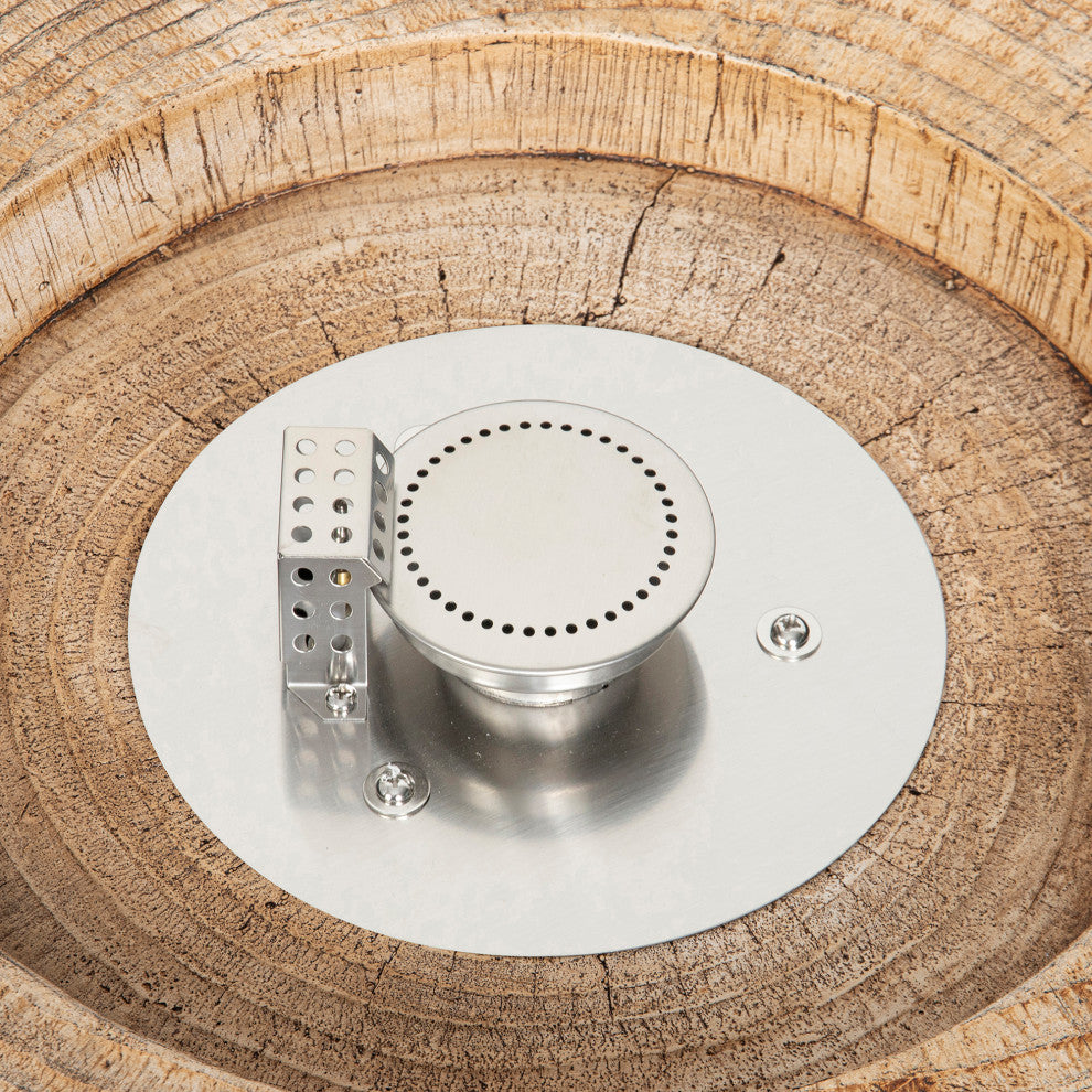 Round Faux Stone Outdoor Fire Pit with Rain Cover