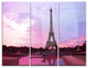 "Eiffel Tower in Purple Tone" Photo Metal Wall Art, 3 Panels, 36"x28"