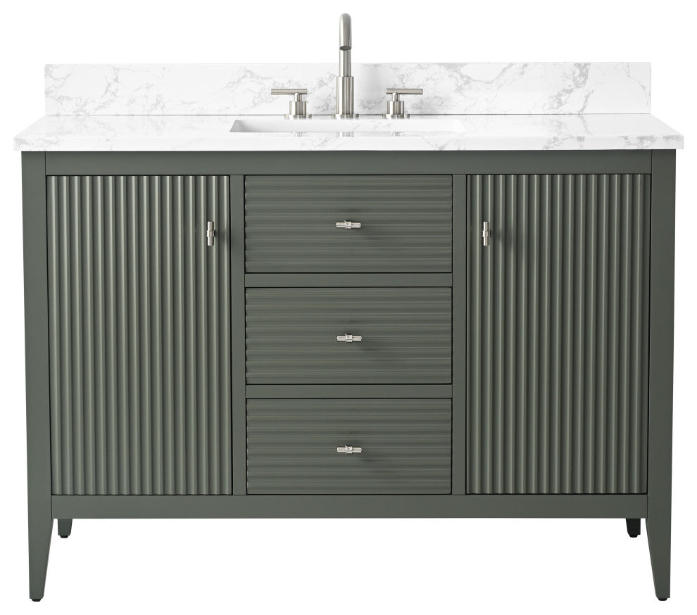 Vanity Art Freestanding Vanity, Vintage Green, 48", Single Sink, Brushed Nickel