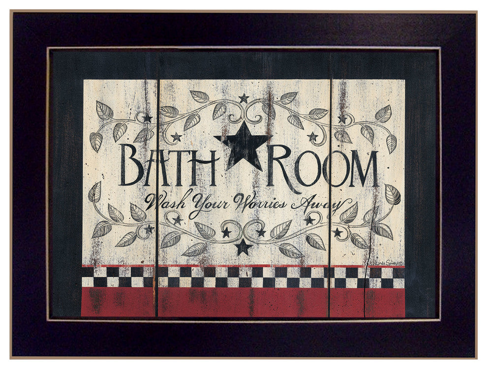 "Bathroom" by Linda Spivey, Ready to Hang Framed Print, Black Frame